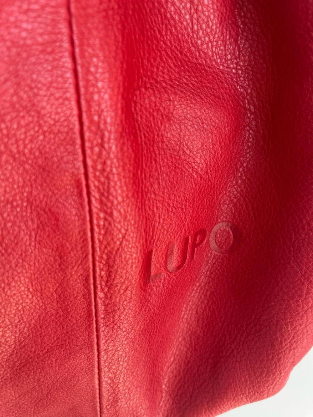 Lupo Barcelona Red Leather Braided Handle Hobo Shoulder Bag + Matching Zip Pouch
